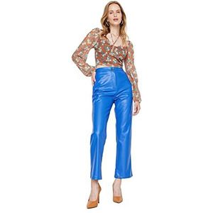 Trendyol Vrouwen hoge taille rechte pijpen flare broek, Blauw, 62