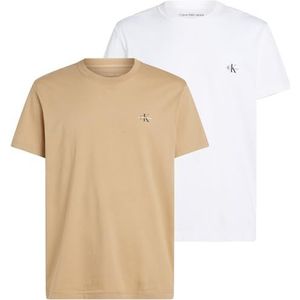 Calvin Klein Jeans S/S T-shirts voor heren, Travertijn/Helder Wit, L