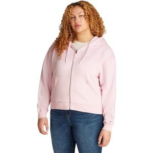 TOMMY HILFIGER Dames CRV REG SCRIPT ZIP HOODIE WW0WW46072, roze, 48, Roze (Lichtroze), 48