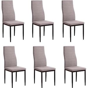 Somnia Descanso - Pack van 6 gestoffeerde stoelen voor woonkamer, eetkamer, marengo en zwarte poten, model Rachel, afmetingen: 40 cm (breedte) x 42 cm (diepte) x 96 cm (hoogte)