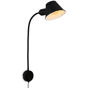 BRILONER - Bedlamp flexibel, bedlamp verstelbaar, tuimelschakelaar, 1x E27 fitting max. 10 watt, incl. snoer, zwart, 55 cm