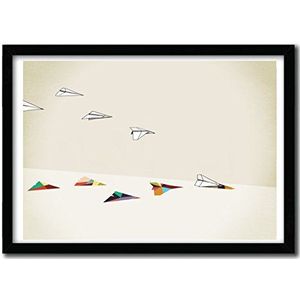 K.Olin Tribu Poster Walkingshadow Paperplanes A1 van Jason Ratliff, papier, wit, 40 x 50 x 1 cm
