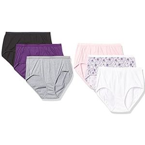 Hanes Ultieme ademende katoenen slip voor dames, 6-pack, Suikerbloem Roze en Wit en Beton Pe Heather en Zwart en Paars Vista Heather en Paars Vista Bloemen, 8.0 Mens/9.5 Women's