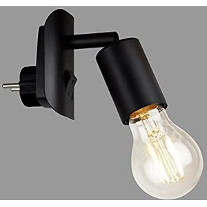 BRILONER Lampen - stekkerlamp, stekkerlamp, 1x E27, max. 25 watt, incl. aan/uit-schakelaar, metaal, zwart, 95x67x78mm (LxBxH)