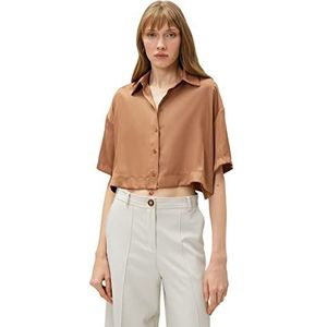 Koton Dames Crop Short Sleeve Shirt, camel (130), 42