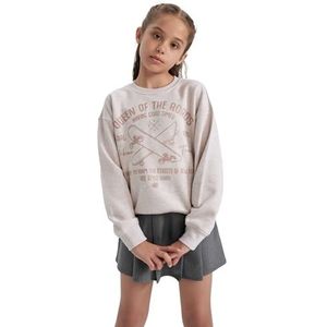 DeFacto Gebreid sweatshirt voor meisjes, beige, 9-10 Jaren