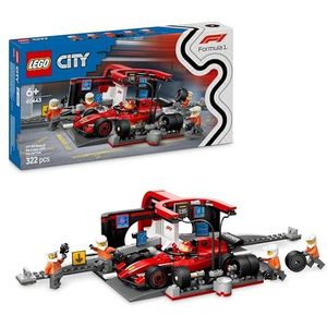 LEGO City F1 pitstop en pitcrew met Ferrari auto - 60443