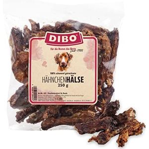 DIBO Kippenhals, zak van 250 g, kleine natuurkauwsnack of lekkernijen voor tussendoor, hondenvoer, kwaliteitskauwartikelen zonder chemicaliën DIBO