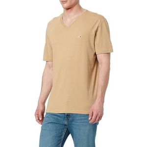 Tommy Jeans Heren TJM XSLIM JASPE 2.0 V-NK TEE EXT S/S T-shirt, beige, 3XL, Beige (Relic Tan Htr), 3XL grote maten