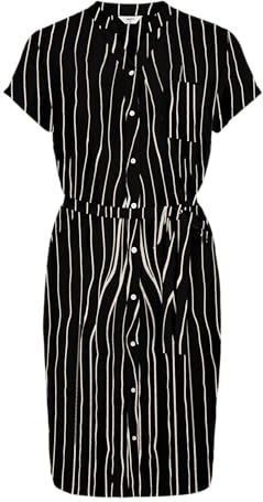 Hemdjurk - Knielengte - Geweven Stof - Korte Mouwen - Knoopsluiting