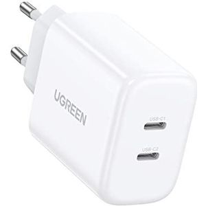 UGREEN 40W USB C Charger 2 Poort USB C Oplader Compatibel met iPhone 16, 16 Pro, 16 Pro Max, 15, 15 Pro, 15 Pro Max, 13 Pro, 13 Pro Max, 12, 12 Pro, iPad Pro, Galaxy S24, S23, Note10, AirPods enz.