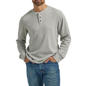 Wrangler Authentics Henley met lange mouwen voor heren, Licht Heather Grijs, M
