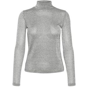 VERO MODA VMSARAH ALBERTE LS Rolneck TOP JRS NOOS, Lichtgrijs gemêleerd/detail: zilver Lurex, M