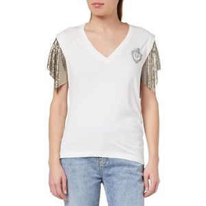 Pinko Volley T-Shirt Jersey Heart AN, Z04_White Brill, S Dames, Z04_witte bril., S