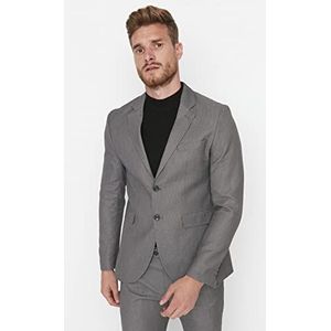 Trendyol Heren reverskraag getextureerde normale jas jas, grijs, 54, Grijs