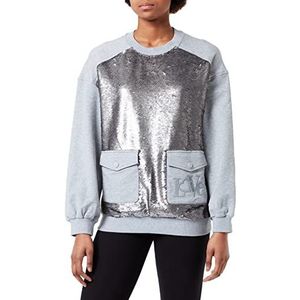 Love Moschino Opaque sweatshirt met paillettes voor dames, Melange Light Grijs, 40