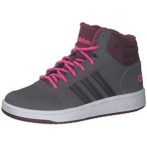 adidas Unisex Hoops Mid 2.0 K Sneakers voor kinderen, Grey Five Core Black Screaming Pink, 35 EU
