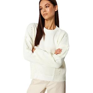 Trendyol FeMan Regular fit Basic ronde hals gebreide trui, ecru, S, Ecru, S
