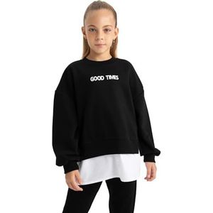 DeFacto Gebreid sweatshirt voor meisjes, zwart, 5-6 Jaren