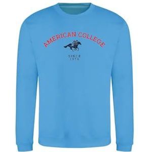 AMERICAN COLLEGE USA Sweatshirt met print, warme kleding, uniseks, kinderen, jongens en meisjes, casual, model ACSCRW3, Indigo, 12 jaar, Indigo, 12 ans
