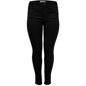 ONLY CARMAKOMA Women Skinny Jeans Plus Big Size | Curvy High Waist Denim | Stretch Pants Trousers, Colour:Black, Size:48W / 32L