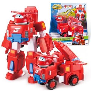 Super Wings Transformations Plane Jett Robo Rig, groot speelfiguur voor kinderen, transformeerbaar speelgoed vliegtuig, voertuig en robotfiguur, speelgoed voor kinderen vanaf 3 jaar - 18 cm.