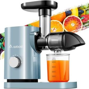 AAOBOSI Aobosi Slow Juicer Sapcentrifuge, professionele groente- en fruitsapcentrifuge met stille motor, omkeerfunctie, sapkan en reinigingsborstel, BPA-vrij (150 watt/blauw)