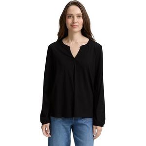 TOM TAILOR T-shirt met lange mouwen voor dames, 14482 - Deep Black, XL