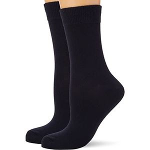 Nur Die Set van 2 klassieke katoenen sokken van ademend katoen, effen, zonder drukkende naad, dames, Maritiem., 39-42 EU