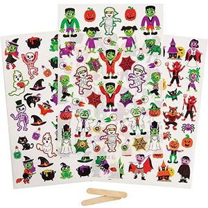 Baker Ross FX208 Halloween wrijfbare, overdraagbare Stickers - Pak van 120, Stickers, Watervaste Knutselstickers voor Kinderen, Keramische Hout- en Papierstickers