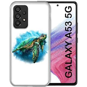 Beschermhoes voor Samsung Galaxy A53 5G, diermotief, wit/schildpad