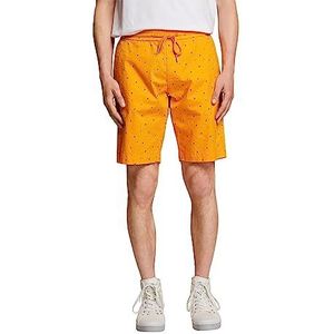 edc by Esprit Pull-on shorts met patroon, stretch katoen, Bright Orange, 34W