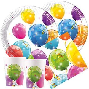 Procos – Partyset Sparkling ballonnen, borden, bekers, servetten, tafeldecoratie, ballonmotief, kinderverjaardag, barbecuefeest, themafeest.