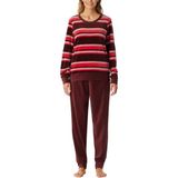 Schiesser - Pyjama Comfort - Wijnrood - Katoenmix - Lange Mouwen - Velours Kwaliteit