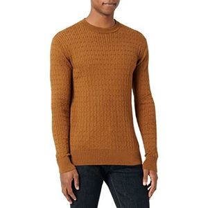 TOM TAILOR Uomini Gebreide trui met vlechtpatroon 1032290, 30313 - Equestrian Brown Melange, M