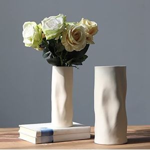Abbittar Keramische vaas, set van 5,4 cm, grote bloemenvazen voor rustieke huisdecoratie, moderne boerderijdecoratie, woonkamerdecoratie, tafel, aanrecht, schoorsteenmantel en entreedecoratie (beige)