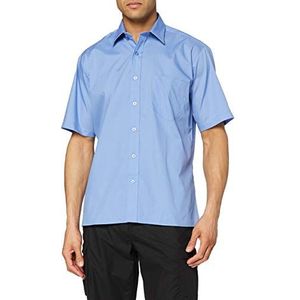 Premier Workwear Heren Poplin Korte Mouw Formele Shirt, Mid Blauw, S