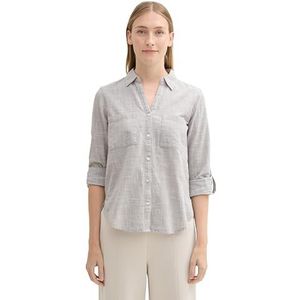 TOM TAILOR Damesblouse met borstzakken van katoen, 10921 - Explicit Grey, 36