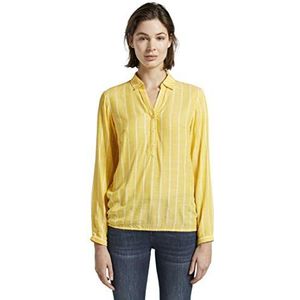 TOM TAILOR Dames Gestreepte blouse met kraag 1016194, 23370 - Yellow Stripe Vertical, 40