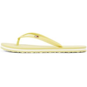 TOMMY HILFIGER Dames HILFIGER STRAP BEACH SANDAL Flip Flops, geel (meringue), 6.5 UK, Gele meringue, 40 EU