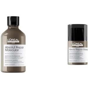 L’Oréal Professionnel, Routine voor zeer beschadigd haar, set met Shampoo en Leave-in Masker, Herstelt de Moleculaire Structuur Van het Haar, Absolut Repair Moleculair