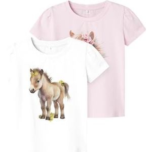 NAME IT - NMFHANI SS TOP 2P - Meisjes Top - Ballerina Bright White - Korte Mouwen - 2-Pack