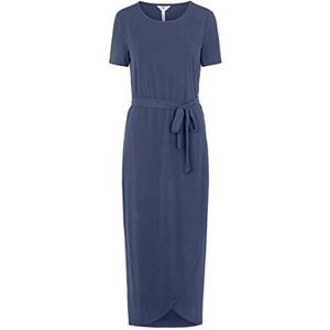 Object Dames maxi-jurk met korte mouwen ceintuur, blue indigo, XS