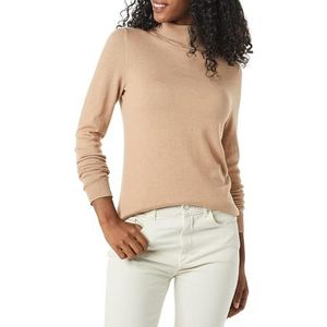 Amazon Essentials Klassieke pasvorm lichtgewicht coltrui met lange mouwen voor dames (verkrijgbaar in grote maten), taupe heather, medium