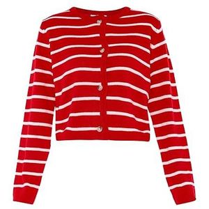 usha blue Kleine geurende, contrasterende gestreepte gebreide trui voor dames, rood, wit, strepen, maat XL/XXL, rood wit strepen, XL