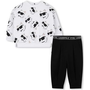 Karl Lagerfeld Z30656 Set met broek en trui voor meisjes, Wit/Zwart, Eén maat