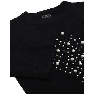 faina Dames modieuze trui met studs in design met ronde hals zwart maat XS/S, zwart, XS