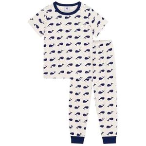 Petit Bateau Pyjama voor kinderen, katoen, korte mouwen en lange pijpen, bedrukt, Montelimar/Middeleeuws, 24 Maanden
