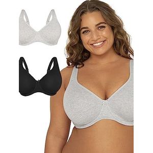 Fruit of the Loom Women's Fit for Me Collection: Plus-Size Unlined Underwire Bra-Cotton Comfort & Pinch-Free Straps, Sand/Black Hue, 44DD