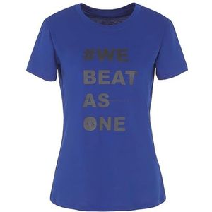 Armani Exchange Dames Sustainable, We Beat As One Logo, Regular Fit, T-shirt met korte mouwen, blauw, M